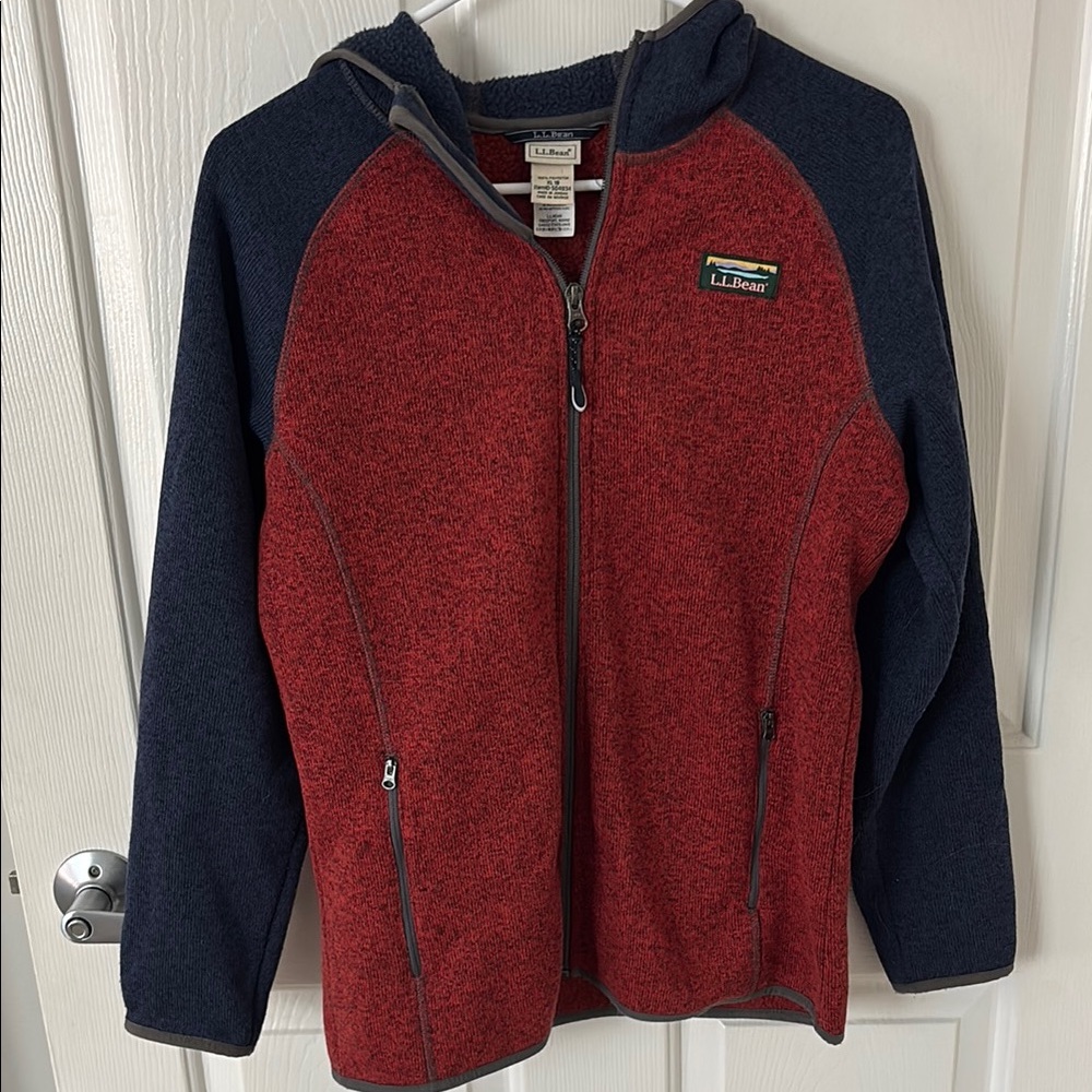 L.L. Bean Youth Red and Navy Zip Up Hoodie